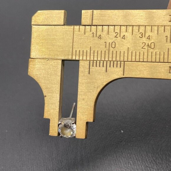 FAS 925 Sterling Silver Glass Round Stud Earrings Hoop Closure - Picture 9 of 9